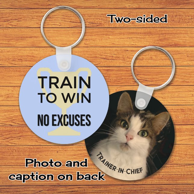 Sports quote photo motivational blue key ring (Creator Uploaded)