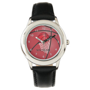 Sports Red Basketball DIY Name Watch