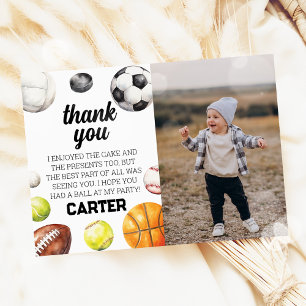 Sports Rookie Year Boy 1st Birthday Photo Thank You Card