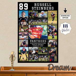 Sports Senior Graduation 18 Photo Collage Poster