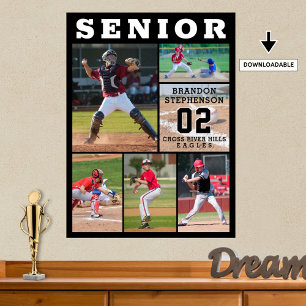 Sports Senior Graduation 6 Photo Collage Poster