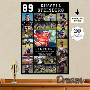 Sports Senior Night Graduation 20 Photo Collage Poster