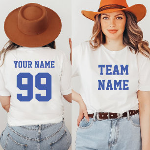 Sports Soccer Baseball Team Front Back Name Number T-Shirt