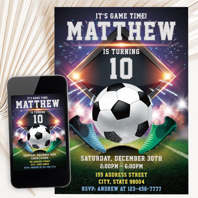 Sports Soccer Party Birthday Invitation (Creator Uploaded)