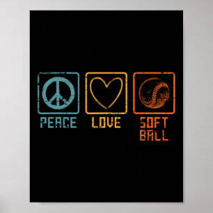 Sports Softll Player Hippie Peace Sign Love Softll