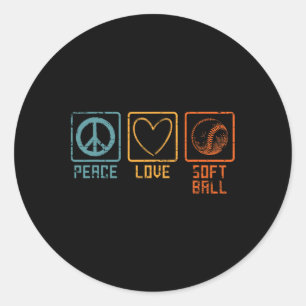 Sports Softll Player Hippie Peace Sign Love Softll Classic Round Sticker