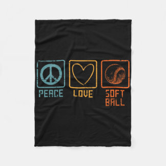 Sports Softll Player Hippie Peace Sign Love Softll Fleece Blanket