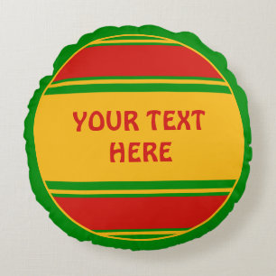 Sports Sripes Button Rastafari + your Text Round Cushion