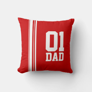 Sports stripe white red 01 Dad pillow