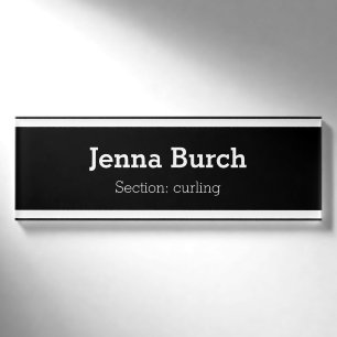 SPORTS STRIPES - Black White + your ideas Name Tag