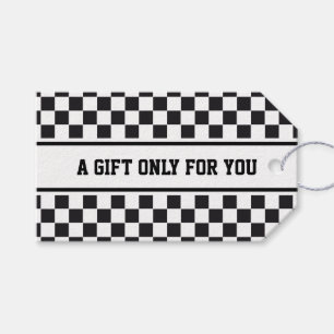 SPORTS STRIPES - Black White + your text Gift Tags