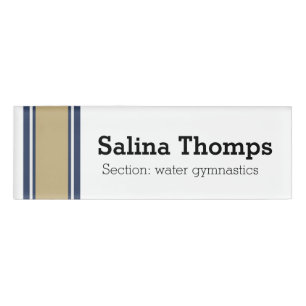 SPORTS STRIPES - blue beige grey + your ideas Name Tag