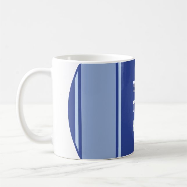 SPORTS STRIPES - Blue + your text Coffee Mug (Left)