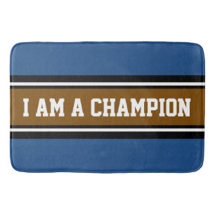 SPORTS STRIPES - Brown Black White + your ideas Bath Mat
