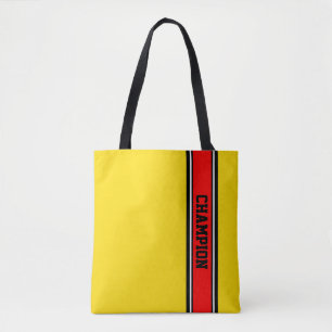 SPORTS STRIPES - fire red, black, white Tote Bag