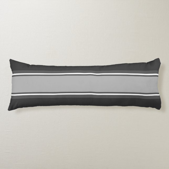Sports Stripes grey white + your backgr. colour Body Cushion (Front)