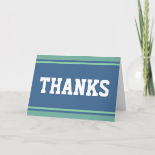 SPORTS STRIPES - Ocean Blue Green + your text Thank You Card