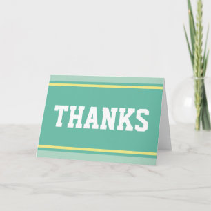 SPORTS STRIPES - Pastel Green Yellow + your text Thank You Card