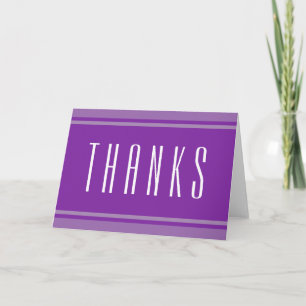 SPORTS STRIPES - Purple + your text Thank You Card