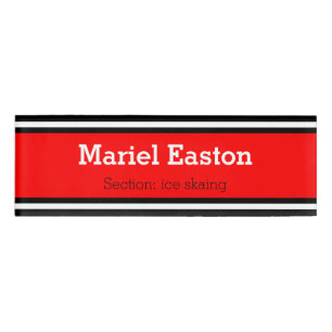 SPORTS STRIPES - Red Black White + your ideas Name Tag