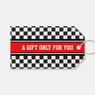 SPORTS STRIPES - Red Black White + your text Gift Tags
