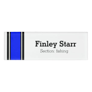 SPORTS STRIPES - Royal Black White + your ideas Name Tag