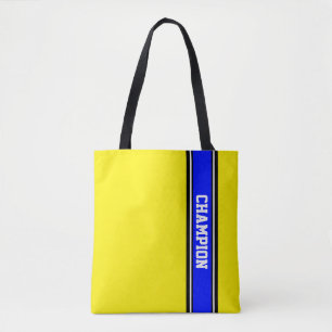 SPORTS STRIPES - royal blue, black, white Tote Bag