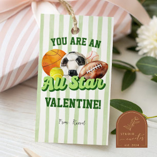 Sports Stripes Valentine Tag
