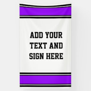 SPORTS STRIPES - Violet Black White + your ideas Banner