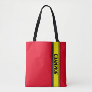 sports stripes - yellow black white tote bag