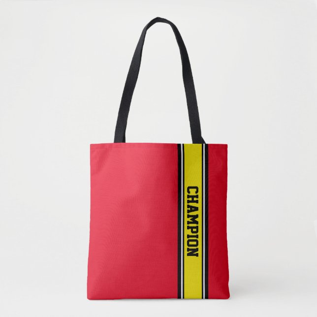 sports stripes - yellow black white tote bag (Front)