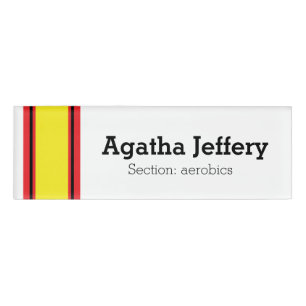 SPORTS STRIPES - Yellow Black White + your ideas Name Tag