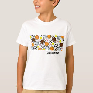 Sports SUPERSTAR Kid Birthday Party Colourful Fun T-Shirt