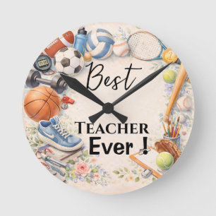 Sports Teacher Thank You Gift End of School Year Round Clock