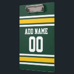 Sports Team Football Jersey Custom Name Number Clipboard<br><div class="desc">Add your favourite name and number -- This olive and gold sports design is perfect for any professional,  college or high school fan. You can even claim these for your Fantasy Football team. Click on the CUSTOMIZE button to make even more changes.</div>