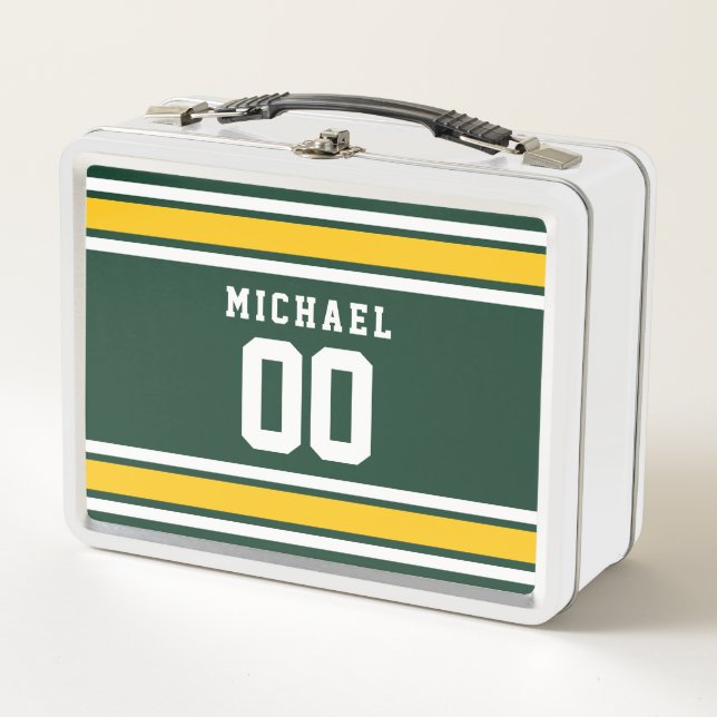 Sports Team Football Jersey Custom Name Number Metal Lunch Box (Front)