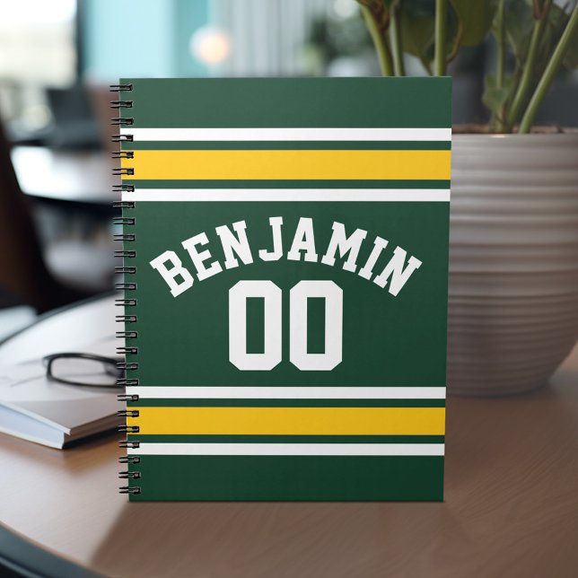 Sports Team Football Jersey Custom Name Number Spiral Notebook (Personalized notebook with Sports Jersey Football Design - Custom Name and Other Text)