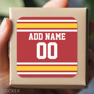 Sports Team Football Jersey Custom Name Number Square Sticker