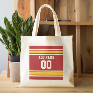 Sports Team Football Jersey Custom Name Number Tote Bag