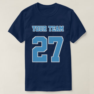 Sports Team Name Number White Green Outlines T-Shirt
