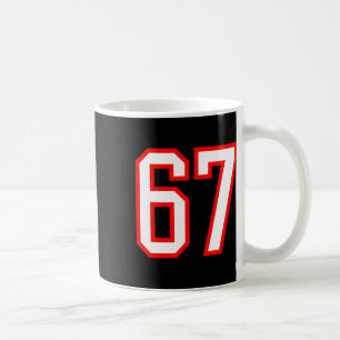 Sports Team Number #67 White Red Varsity Number 67 Coffee Mug