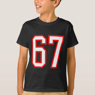 Sports Team Number #67 White Red Varsity Number 67 T-Shirt