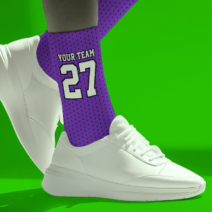 Sports Team Number Purple White Dotted Basketball Socks