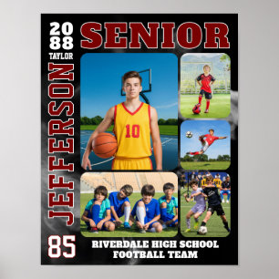 Sports Team Player Senior Night Photo Collage Poster