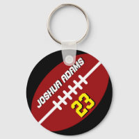 Sports Team Red Black Football Keychain