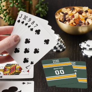 Sports Team Your Name Number Green Gold White Playing Cards