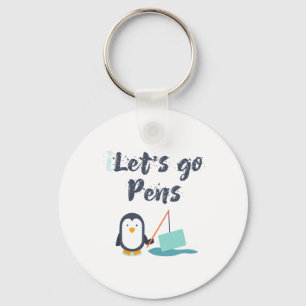 Sports Tee#39;s Lets Go Pens Funny Hockey Penguins Key Ring