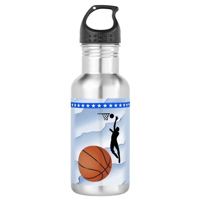 Sports Theme Basketball ball and player 532 Ml Water Bottle (Front)