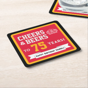 Sports Theme Beers and Cheers Birthday Party Square Paper Coaster