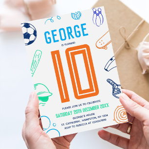 Sports Theme Boys Modern Birthday Party Invitation
